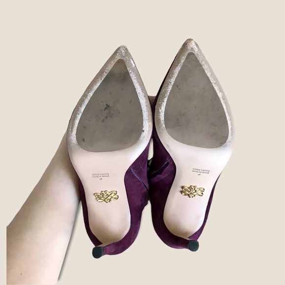 $349 Vero Cuoio Plum/Burgundy Genuine Leather/Suede LaceUp Stiletto Ankle Bootie - Picture 8 of 11